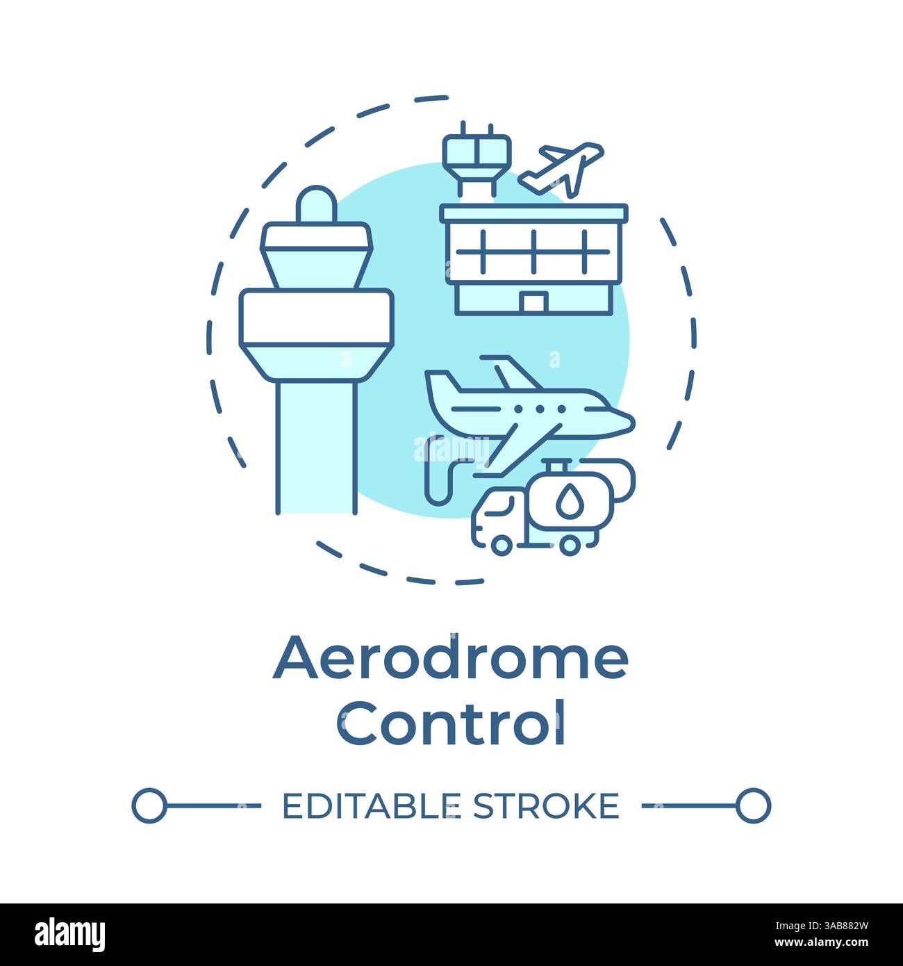 Icona Concept blu morbido del controllo aeroportuale Illustrazione Vettoriale