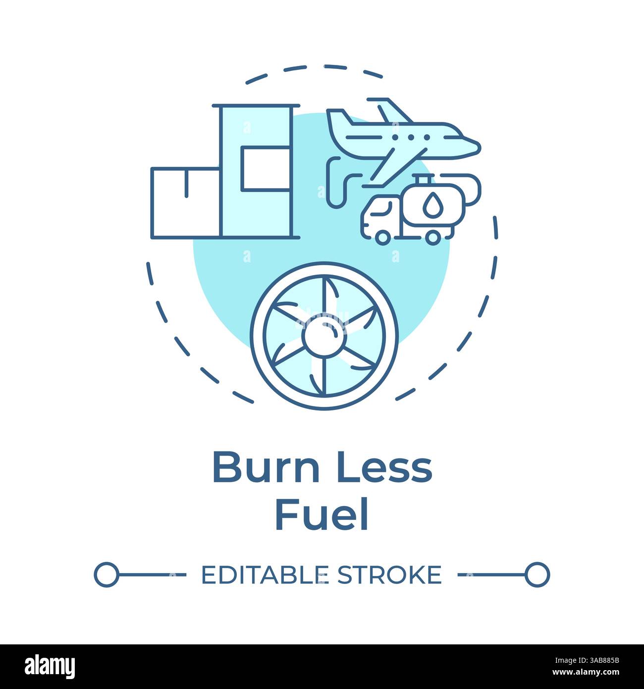 Icona Concept blu morbido per ridurre il consumo di carburante Illustrazione Vettoriale