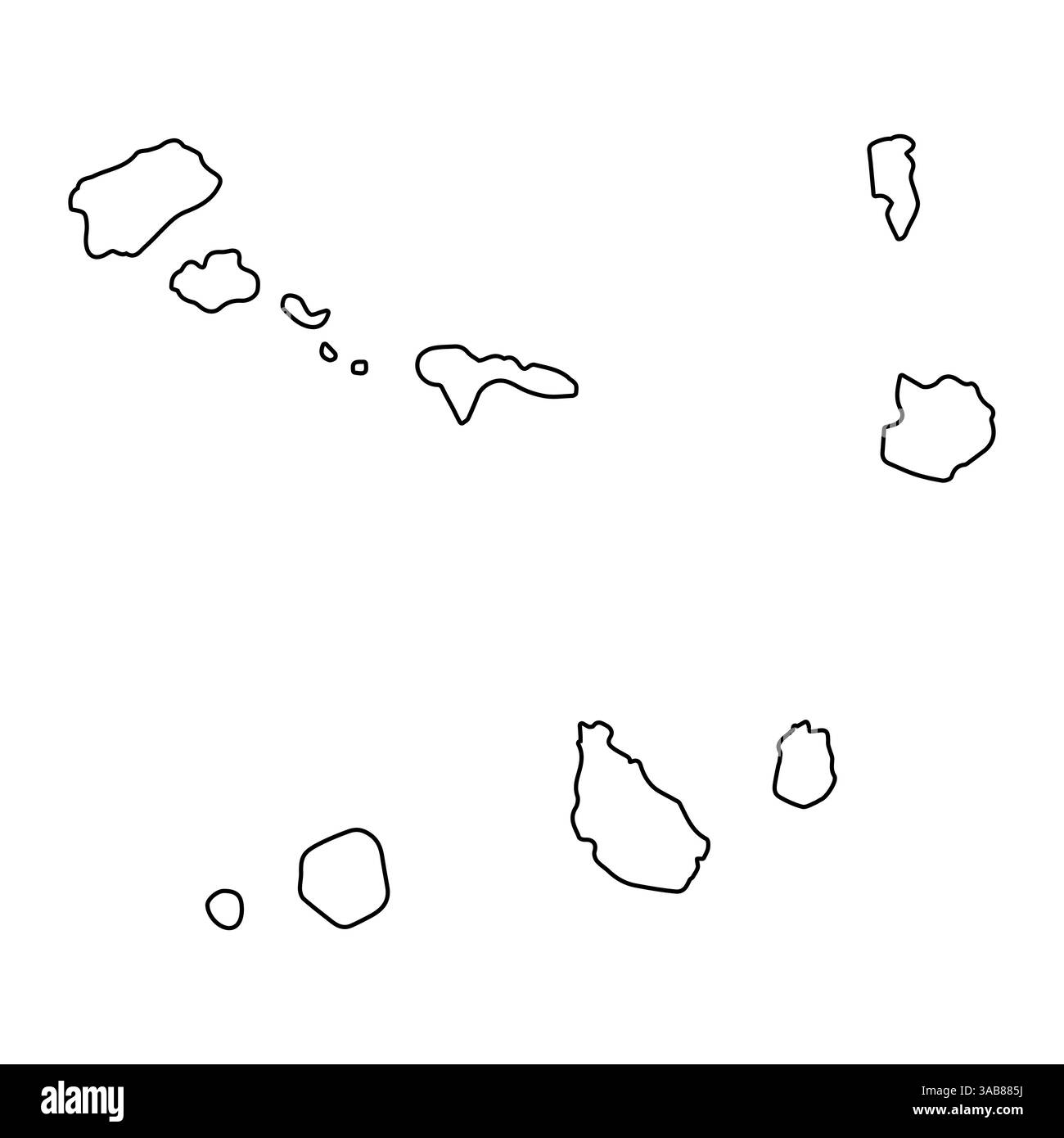 Isole di Capo Verde Panoramica Mappa confini dell'arcipelago di Capo Verde Illustrazione Vettoriale