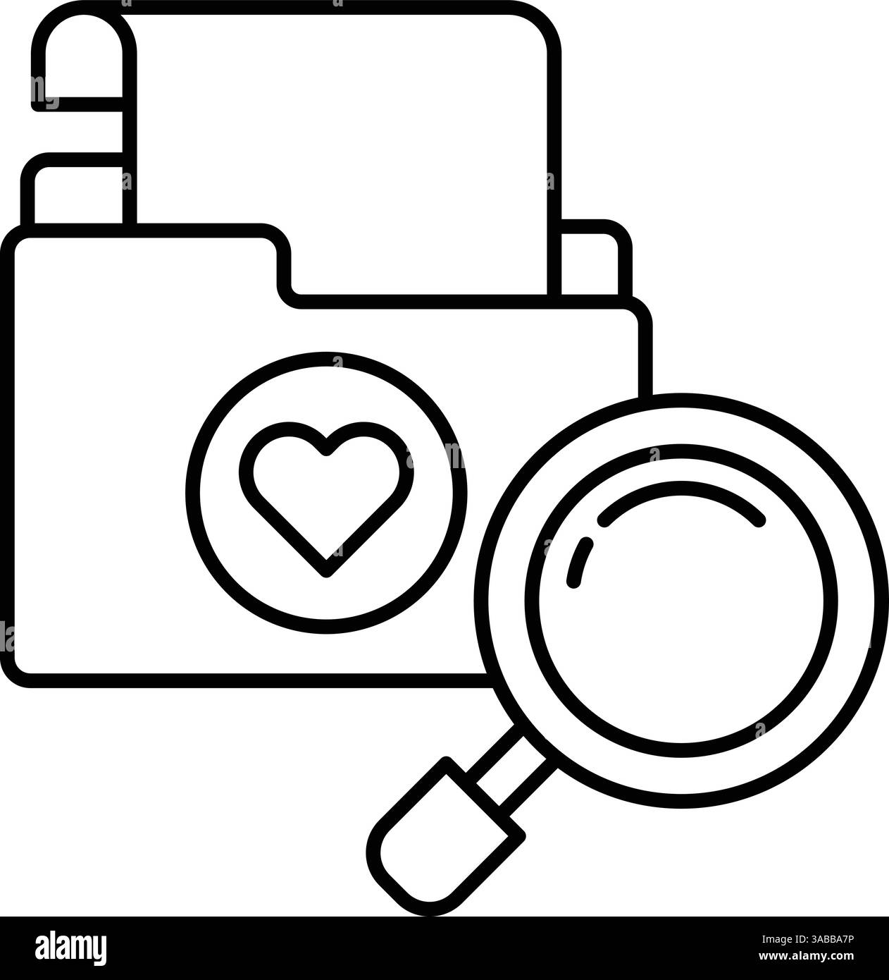 Una cartella con un cuore e una lente d'ingrandimento Illustrazione Vettoriale Una cartella con un cuore e una lente d'ingrandimento Illustrazione Vettoriale