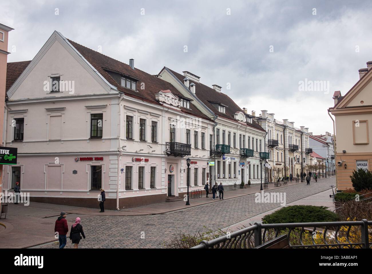 Grodno, via Sovetskaya Foto Stock
