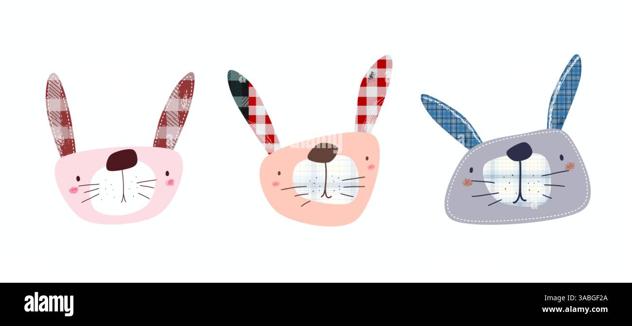 Bel coniglio che disegna per le stampe. coniglietto per biglietti d'auguri element design pasquale Foto Stock