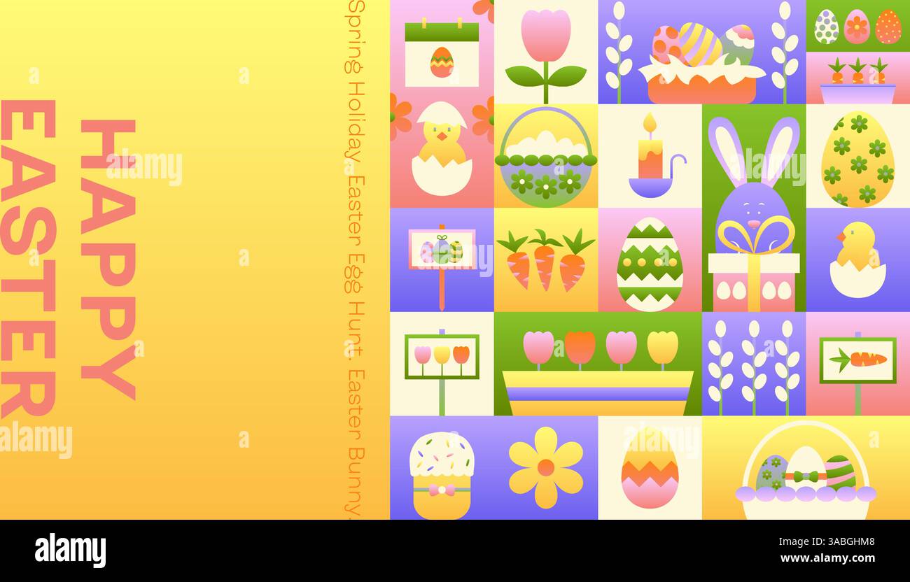 Buona Pasqua banner Web geometrico Illustrazione Vettoriale