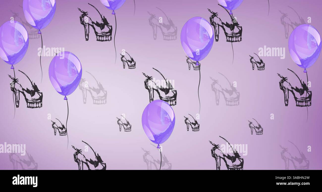 Immagine dei disegni delle scarpe su sfondo rosa Foto Stock