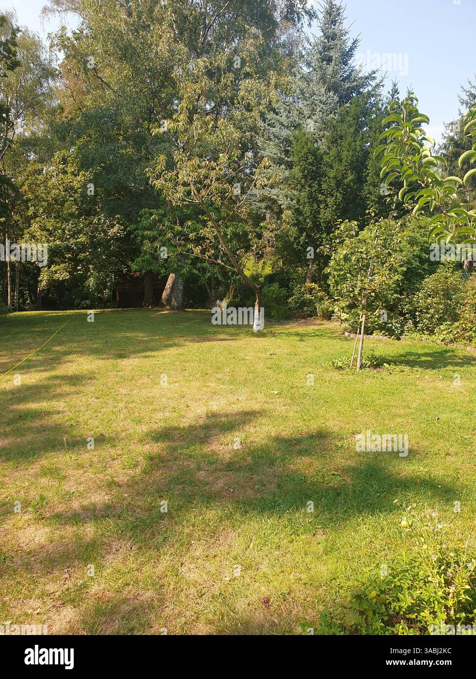 Vista su un grande e bellissimo giardino Foto Stock