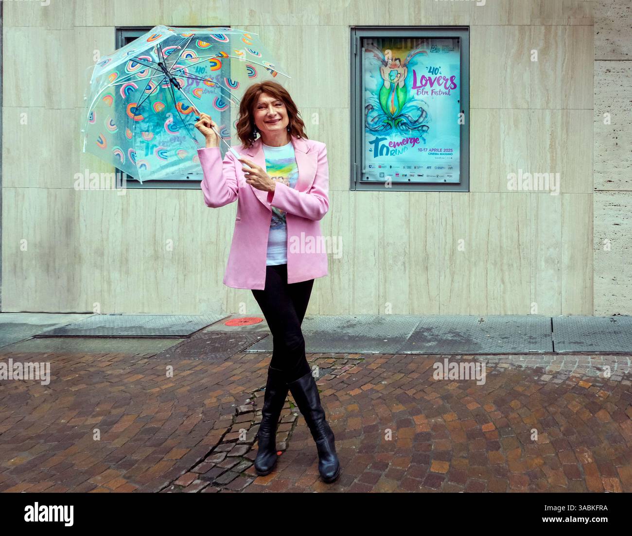 Torino, Italia. 2 aprile 2025. Torino Cinema massimo presentazione di Lovers Film Festival: Il più longevo festival cinematografico LGBTQI in Europa e terzo al mondo, diretto da Vladimir Luxuria, compie 40 anni. Credito: Agenzia fotografica indipendente/Alamy Live News Foto Stock