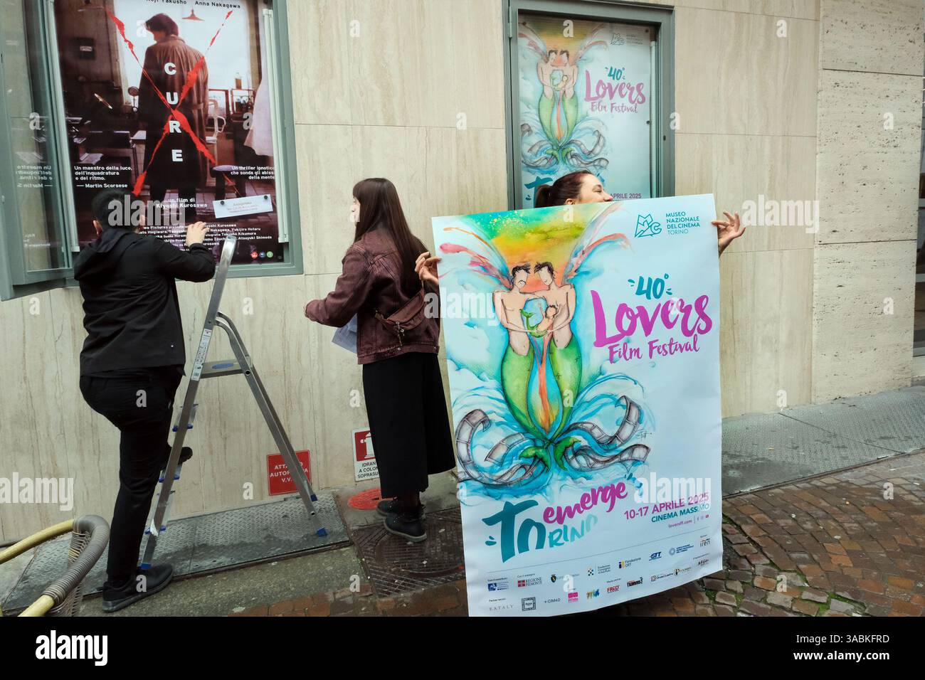 Torino, Italia. 2 aprile 2025. Torino Cinema massimo presentazione di Lovers Film Festival: Il più longevo festival cinematografico LGBTQI in Europa e terzo al mondo, diretto da Vladimir Luxuria, compie 40 anni. Credito: Agenzia fotografica indipendente/Alamy Live News Foto Stock