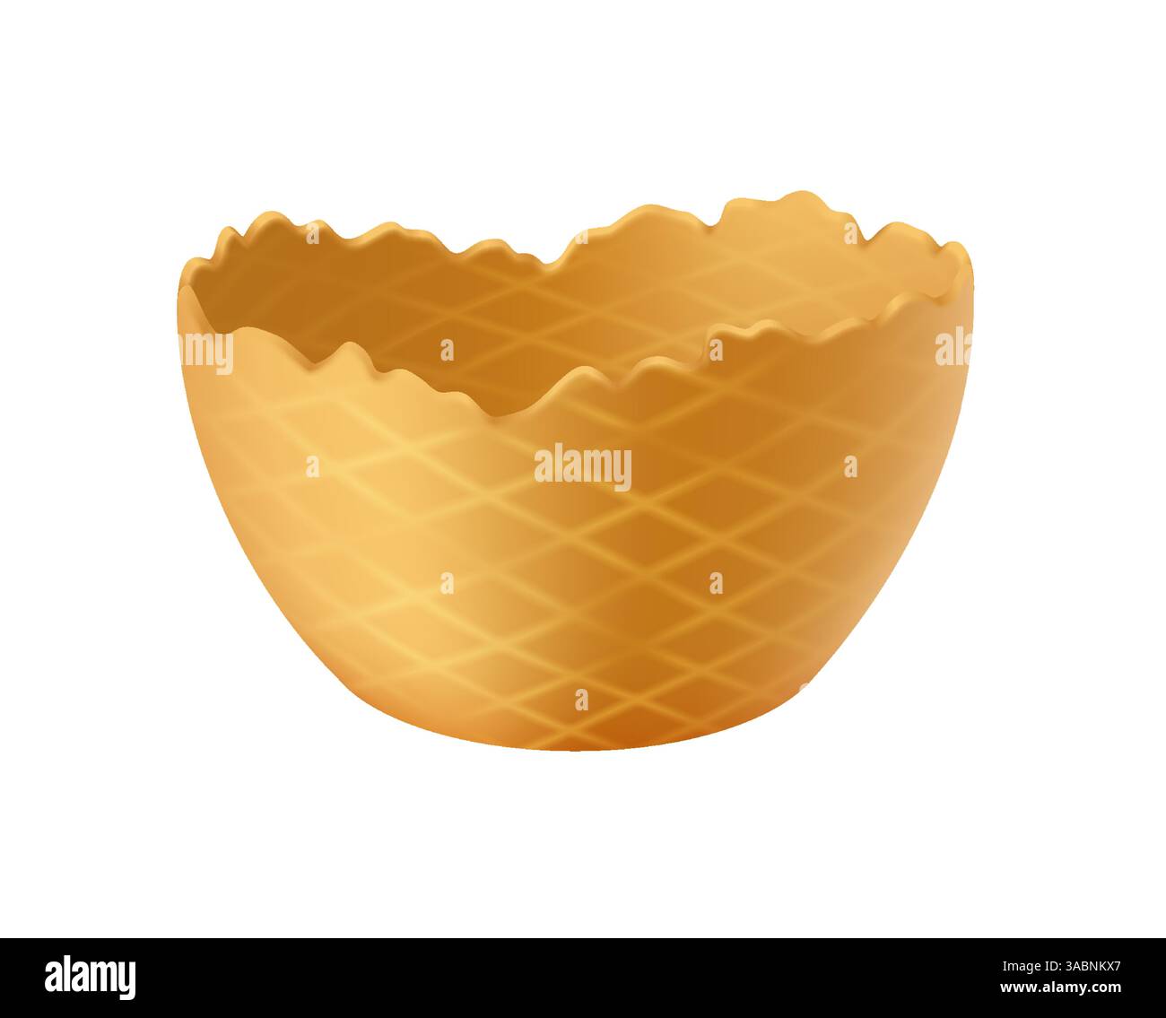 Immagine di una ciotola vuota con un motivo incrociato. Ideale per servire gelati o altri dessert. La ciotola presenta una h marrone chiaro Illustrazione Vettoriale