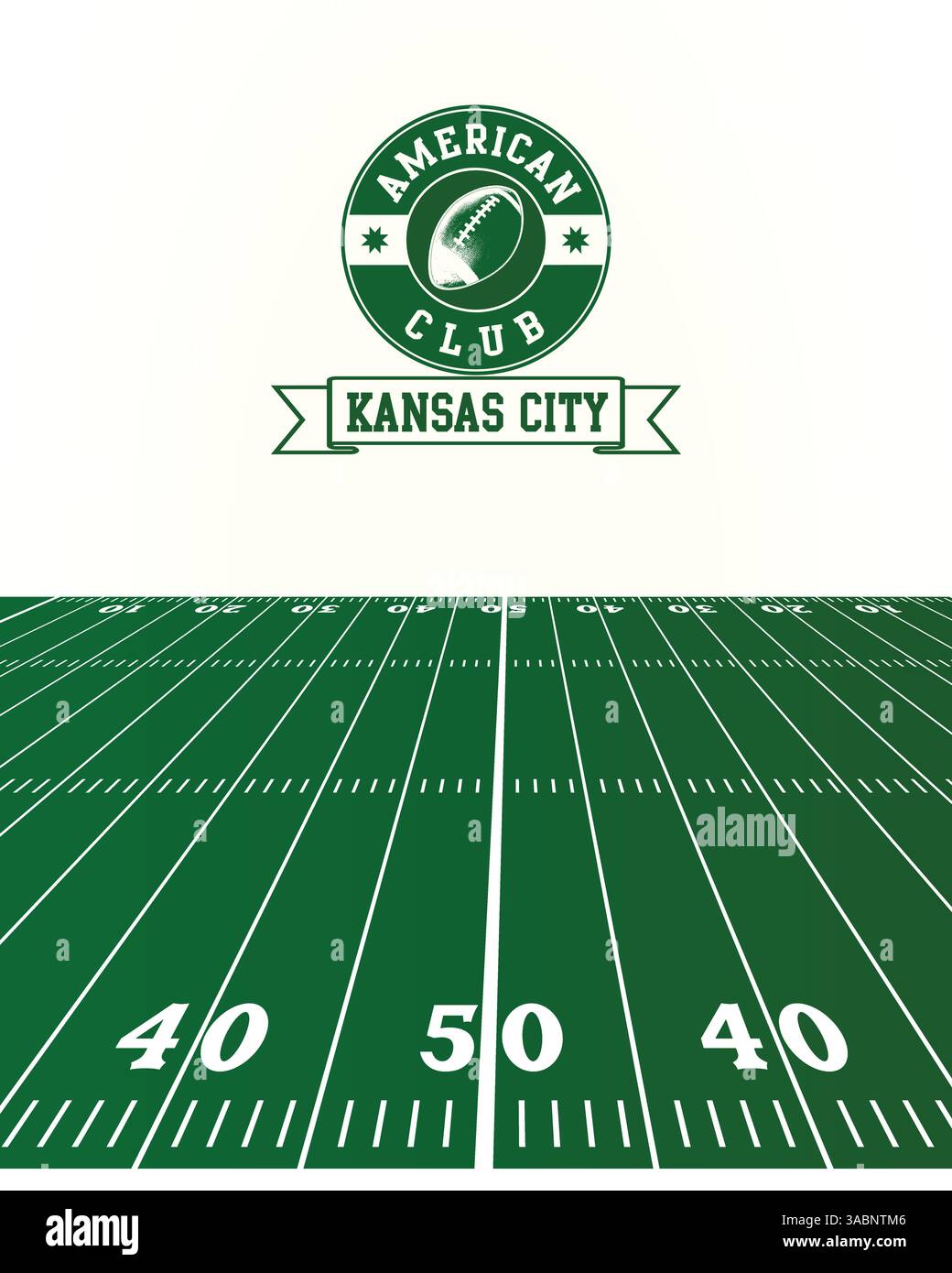 City of Kansas City Stamp, campo verde di football americano, immagine astratta modificabile Vector Illustration, Social Media Post Illustrazione Vettoriale