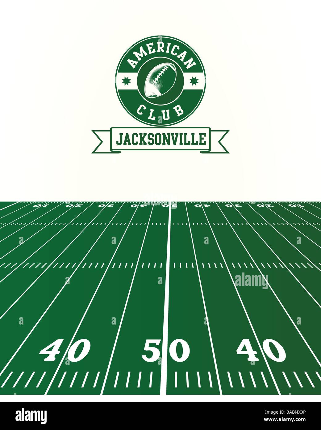 City of Jacksonville Stamp, campo verde di football americano, immagine astratta modificabile Vector Illustration, Social Media Post Illustrazione Vettoriale