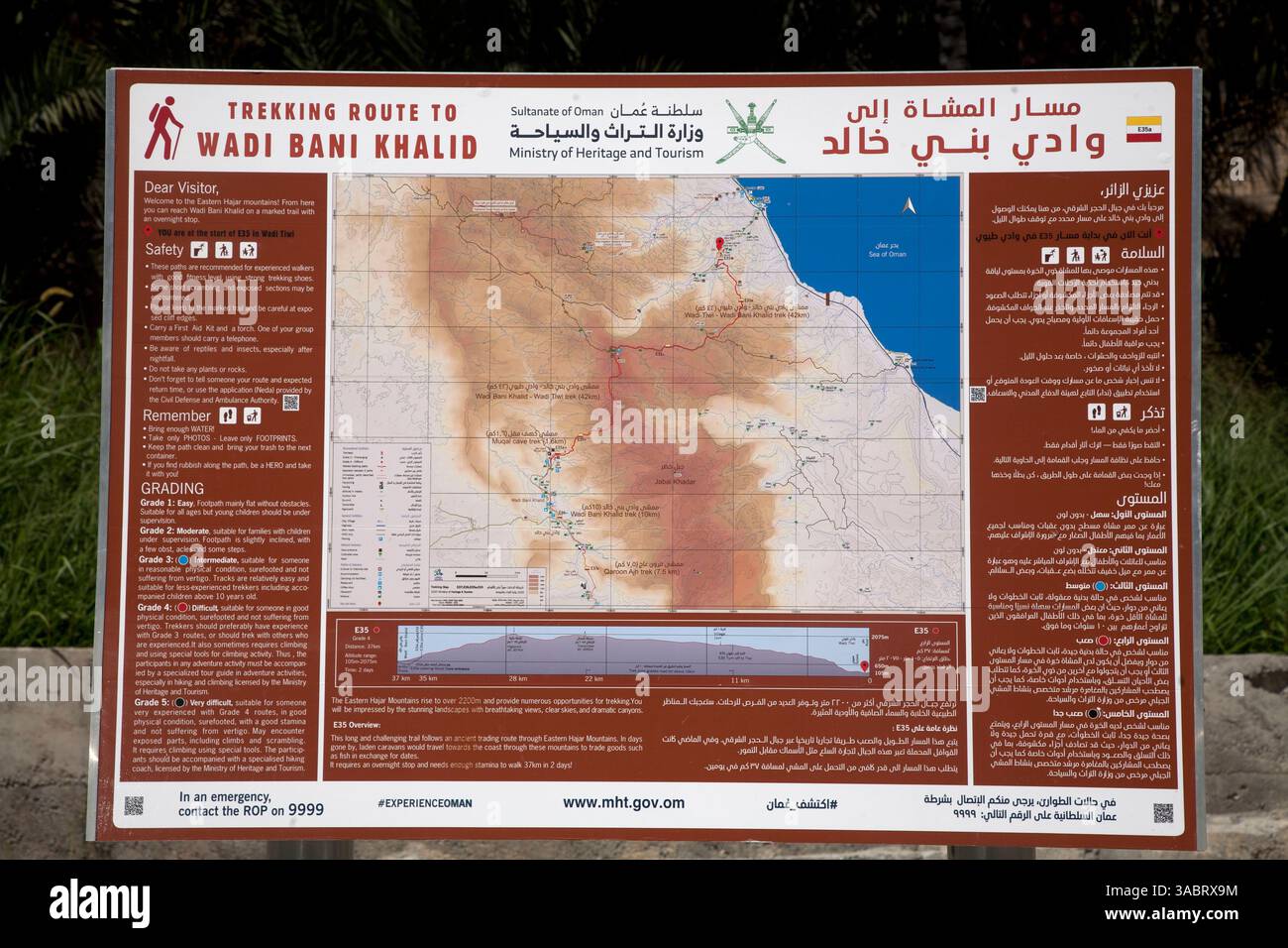 mappa turistica wadi bani khalid montagne hajar orientali oman sultanato dell'oman Foto Stock