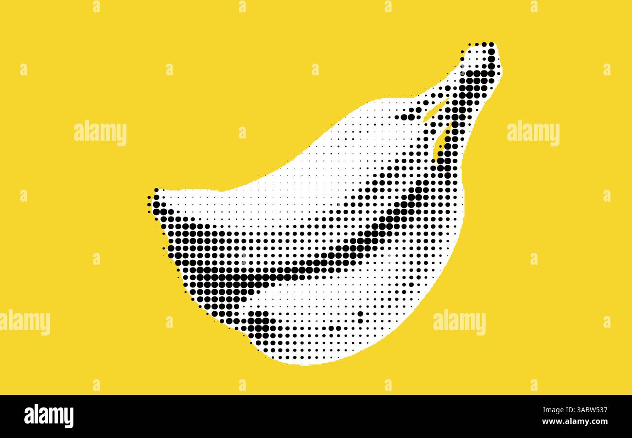 Illustrazione a banana stilizzata su sfondo giallo Illustrazione Vettoriale