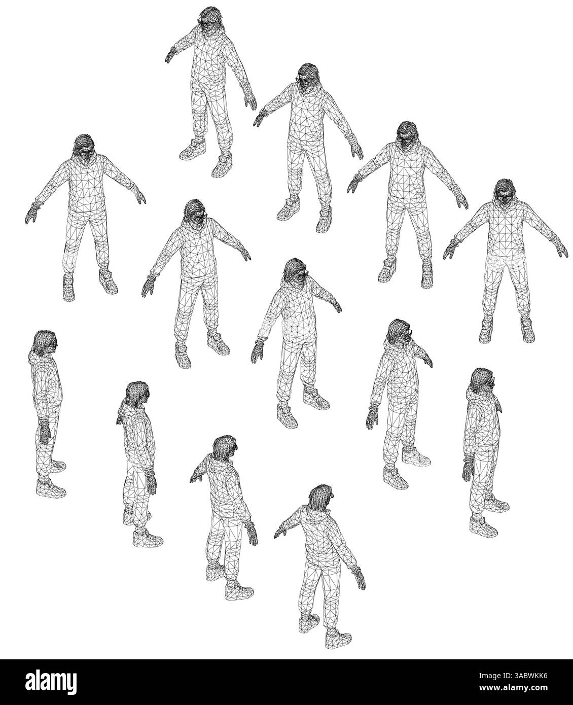 Un gruppo di persone è in piedi, con alcuni che guardano la telecamera. L'immagine ha una sensazione inquietante e inquietante. Vista isometrica. 3D. Illustrazione Vettoriale Un gruppo di persone è in piedi, con alcuni che guardano la telecamera. L'immagine ha una sensazione inquietante e inquietante. Vista isometrica. 3D. Illustrazione Vettoriale