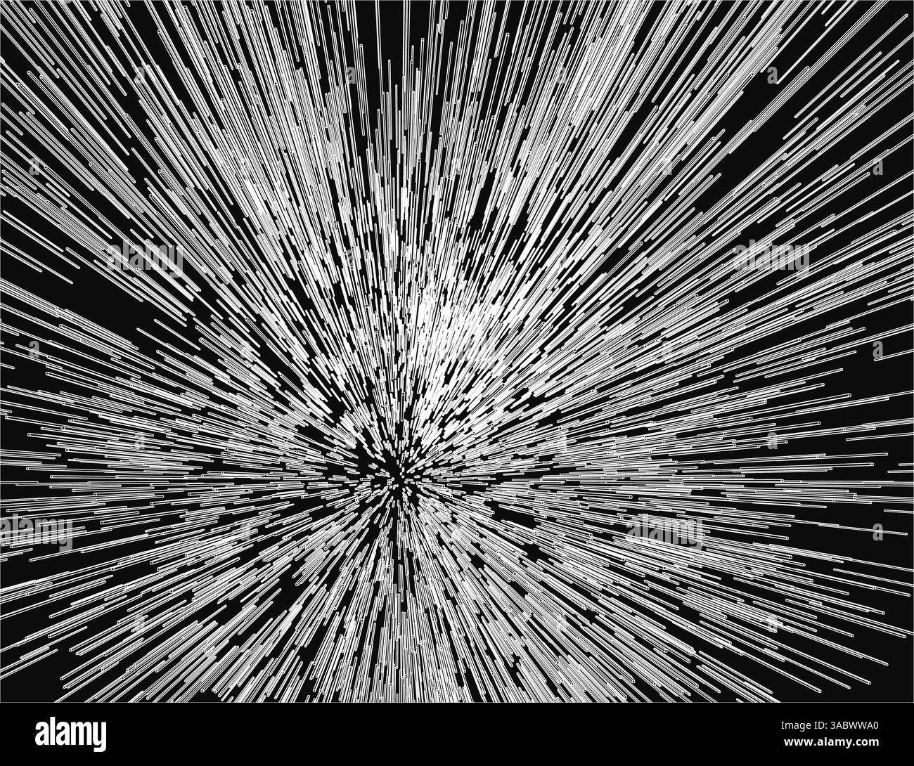 Una sequenza di stelle in bianco e nero con sfondo bianco. astratto e ha un senso di movimento ed energia Illustrazione Vettoriale