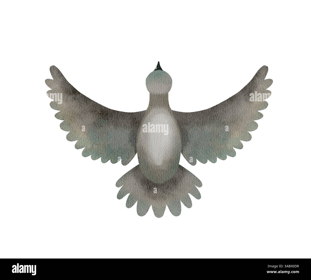 Un'illustrazione serena di un uccello che vola in volo, perfetta per disegni a tema naturale e splendide opere d'arte. Oggetto ad acquerello isolato disegnato a mano su sfondo bianco. Foto Stock