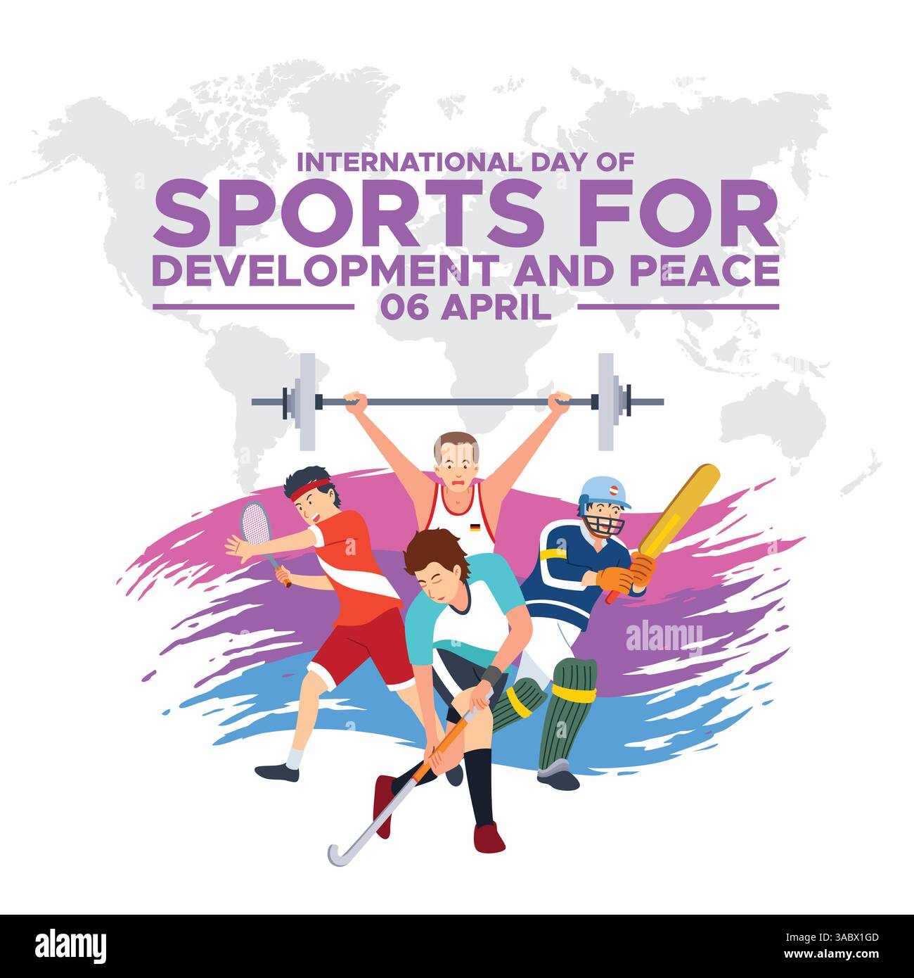 Giornata Internazionale dello Sport per lo sviluppo e la Pace. Day of Sport for Development e Peace Vector Illustration. Adatto per il poster dei biglietti d'auguri e. Illustrazione Vettoriale