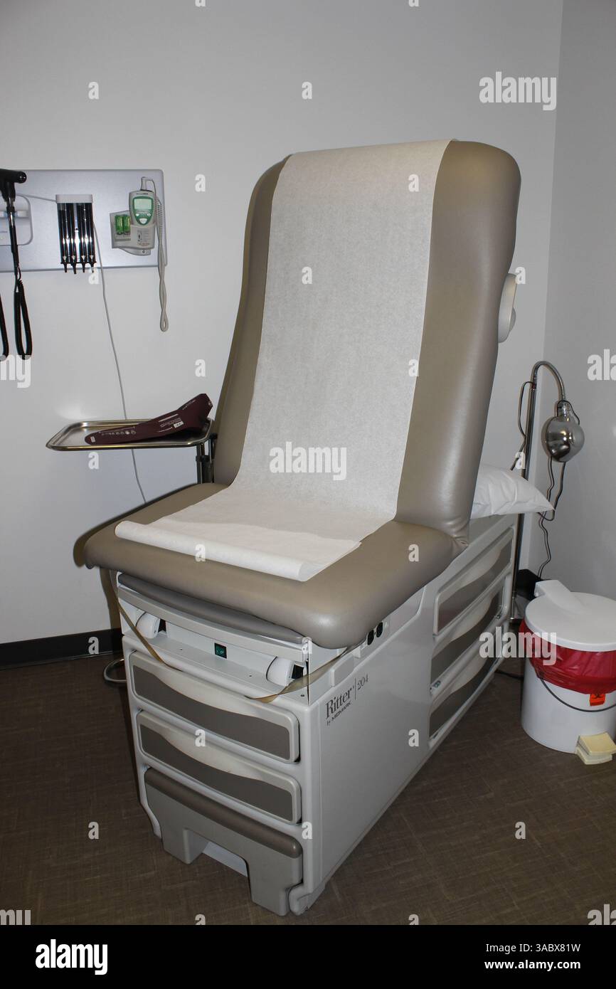 Una sedia di Doctor Office di Ritter di Midmark primo piano in un Doctor Office Foto Stock