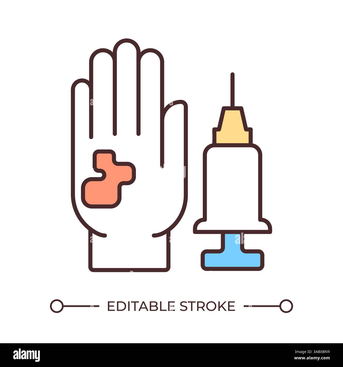 Icona del colore della linea degli strumenti medici usati Illustrazione Vettoriale