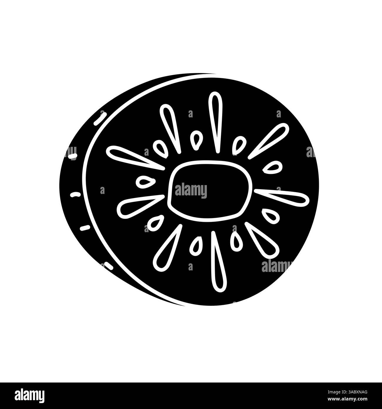 Moderna illustrazione astratta di un oggetto rotondo con linee irradianti e goccioline Illustrazione Vettoriale