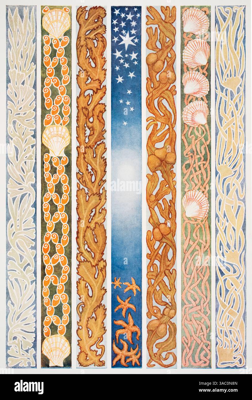 Decorazioni dei pilastri dell'artista danese Gerhard Heilmann del Decorative Vorbilder XVII, 1906 Foto Stock