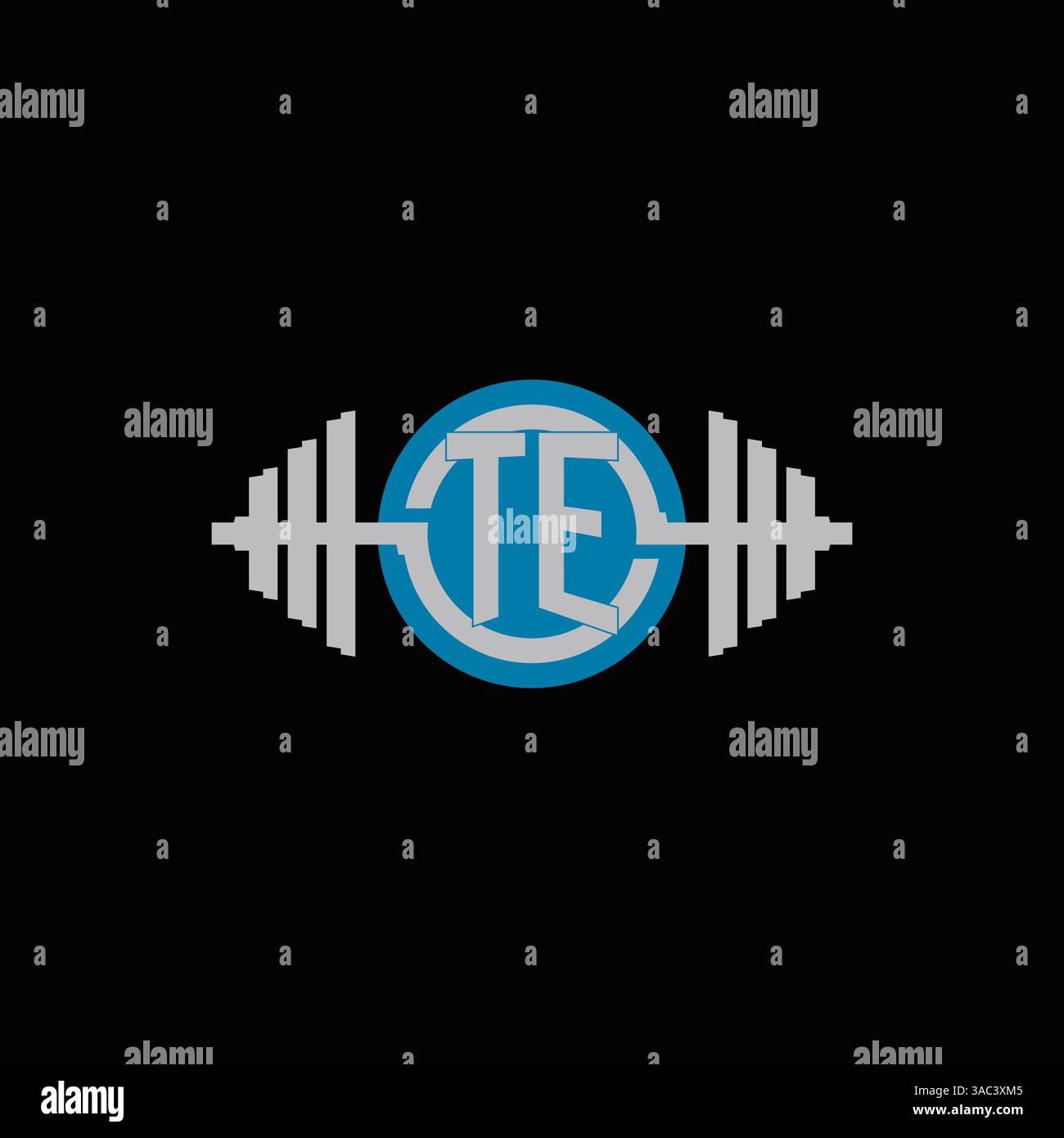 Design iniziale del logo te con grafica vettoriale con icona a forma di manichino geometrica e cerchio Illustrazione Vettoriale