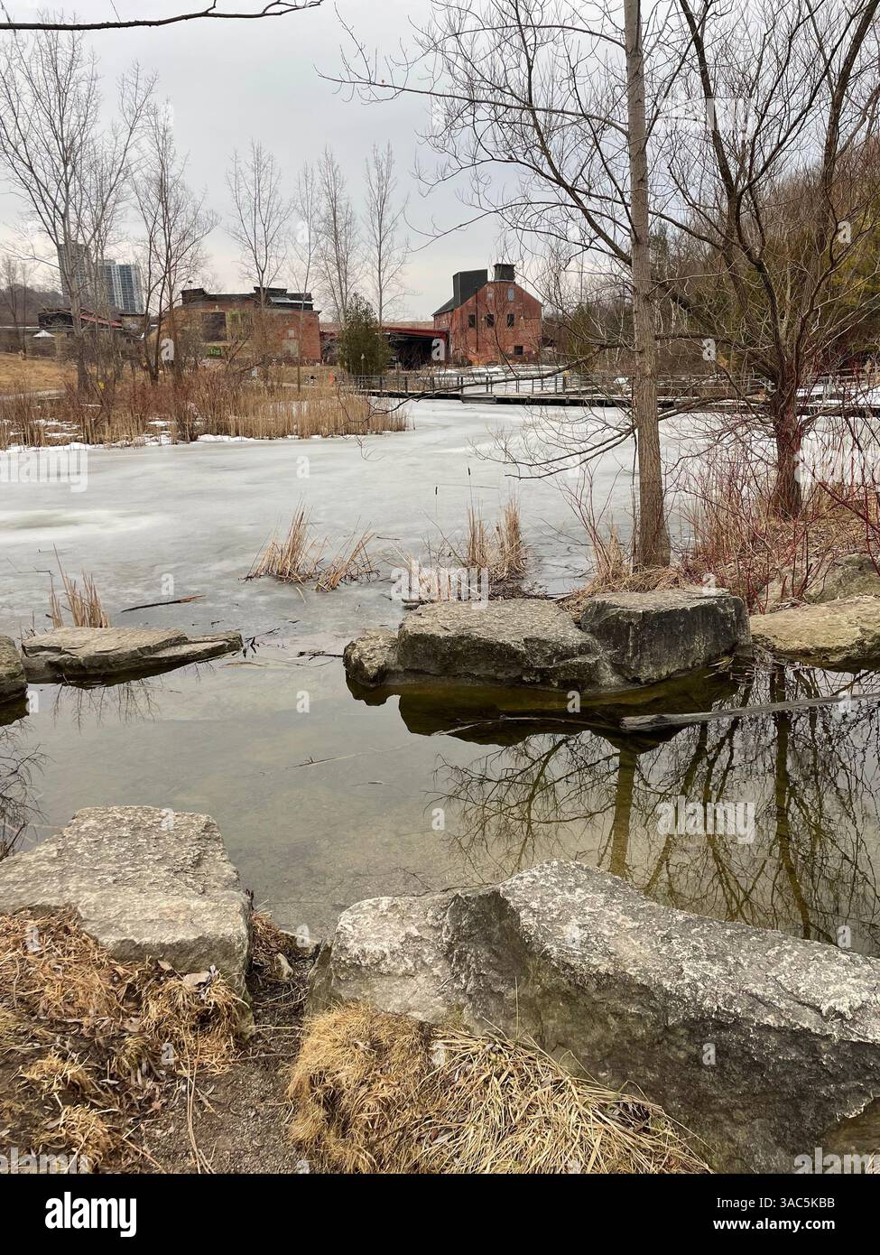 Stagno di Brick Works - Immagine stock catturata con smartphone