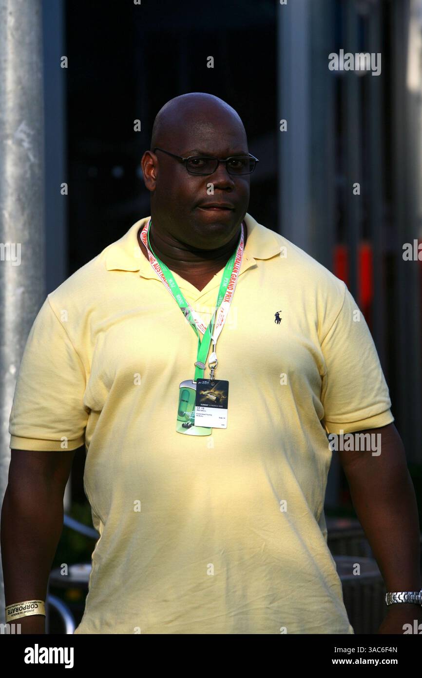 Carl Cox (GBR) Superstar DJ...Australian Grand Prix, Rd 1, Race, Albert Park, Melbourne, Australia, domenica 16 marzo 2008. Foto Stock
