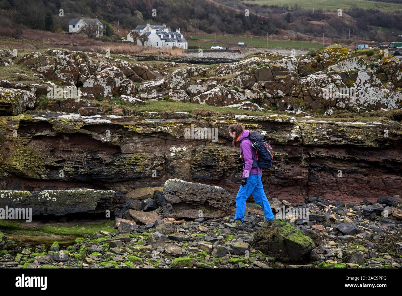 Litorale a Kildonan sull'isola di Arran, Scozia, Regno Unito. Foto Stock