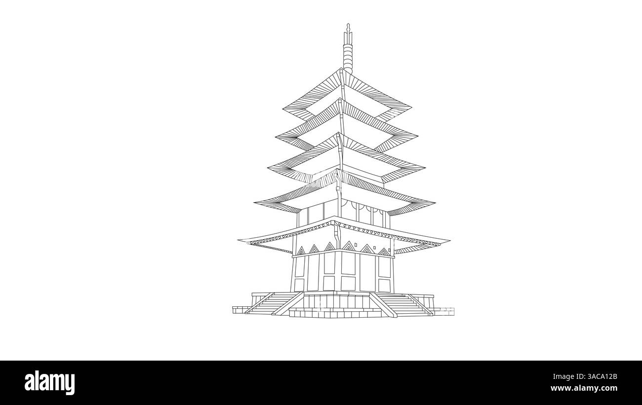 Tempio cinese tradizionale a più livelli con tetto a pagoda Foto Stock