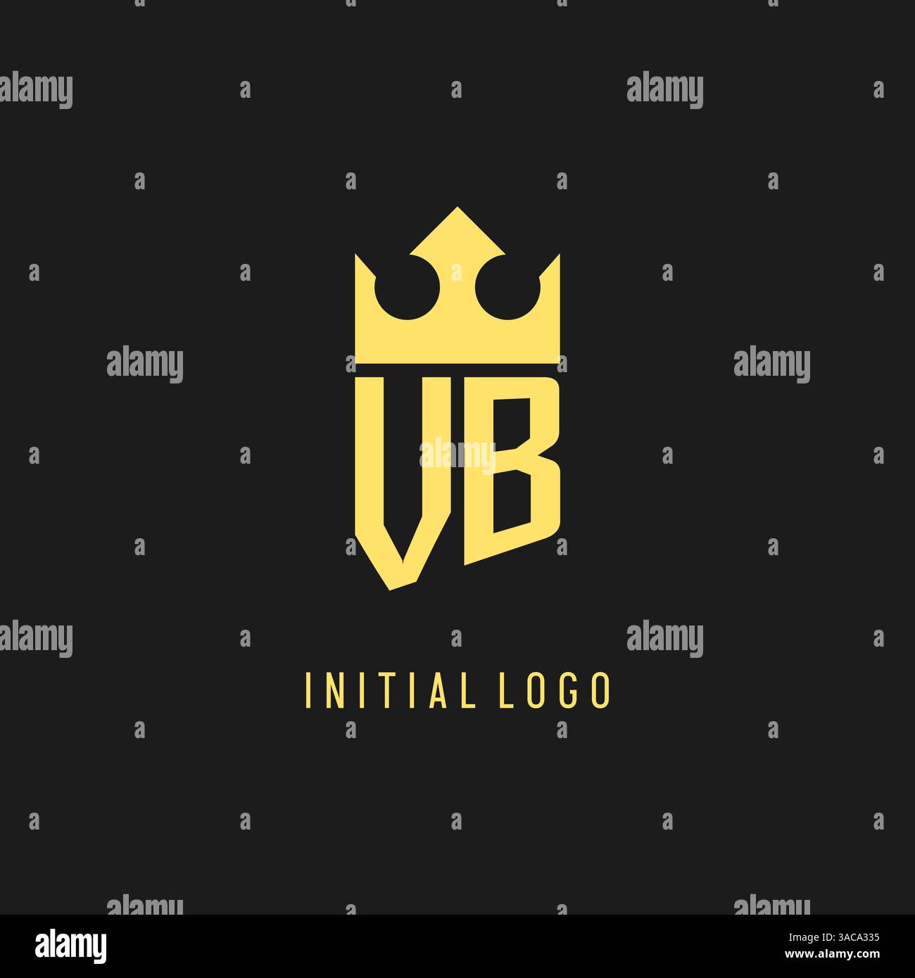 Logo VB monogramma con scudo a forma di corona, grafica vettoriale elegante e di lusso con logo iniziale Illustrazione Vettoriale