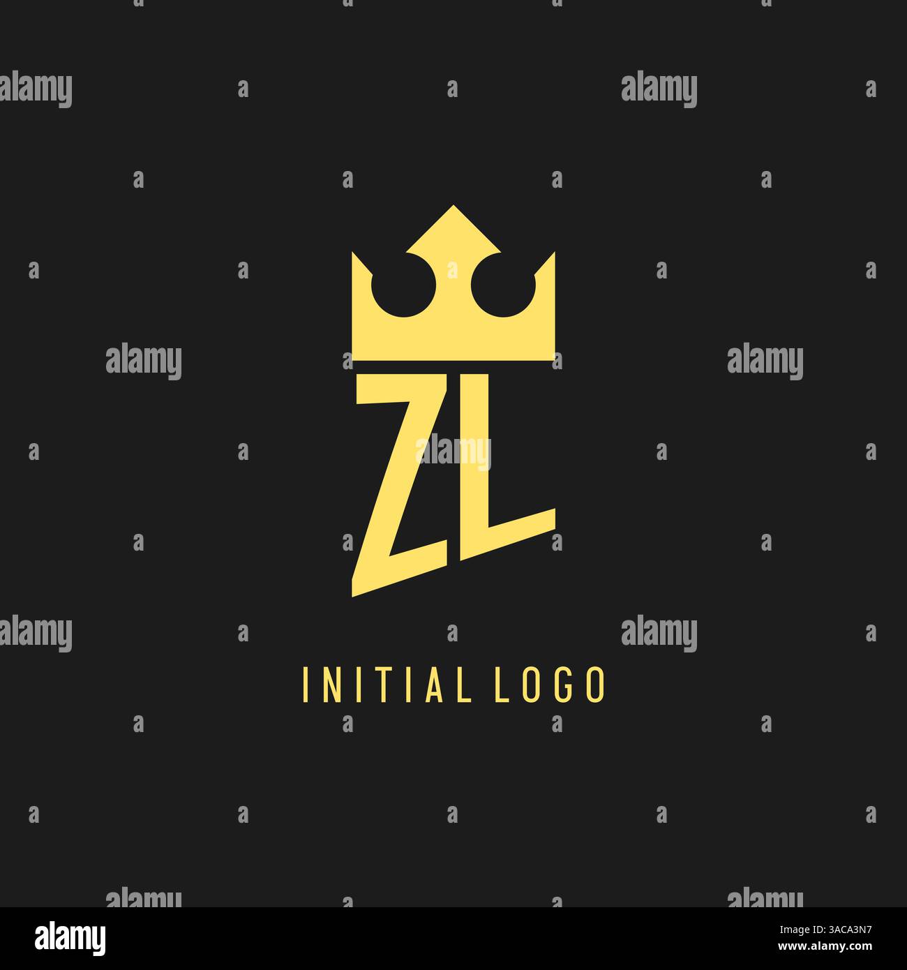 Logo monogramma ZL con scudo a forma di corona, elegante e lussuoso logo iniziale con grafica vettoriale Illustrazione Vettoriale