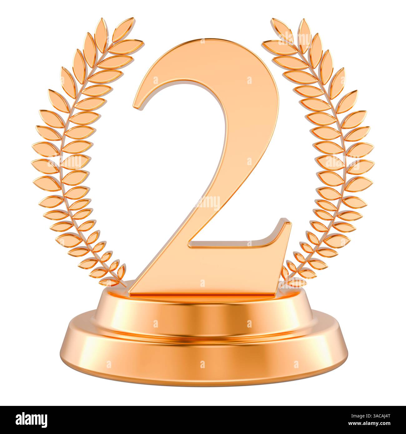 Primo posto, coppa da trofeo d'oro. Rendering 3D isolato su sfondo bianco Foto Stock