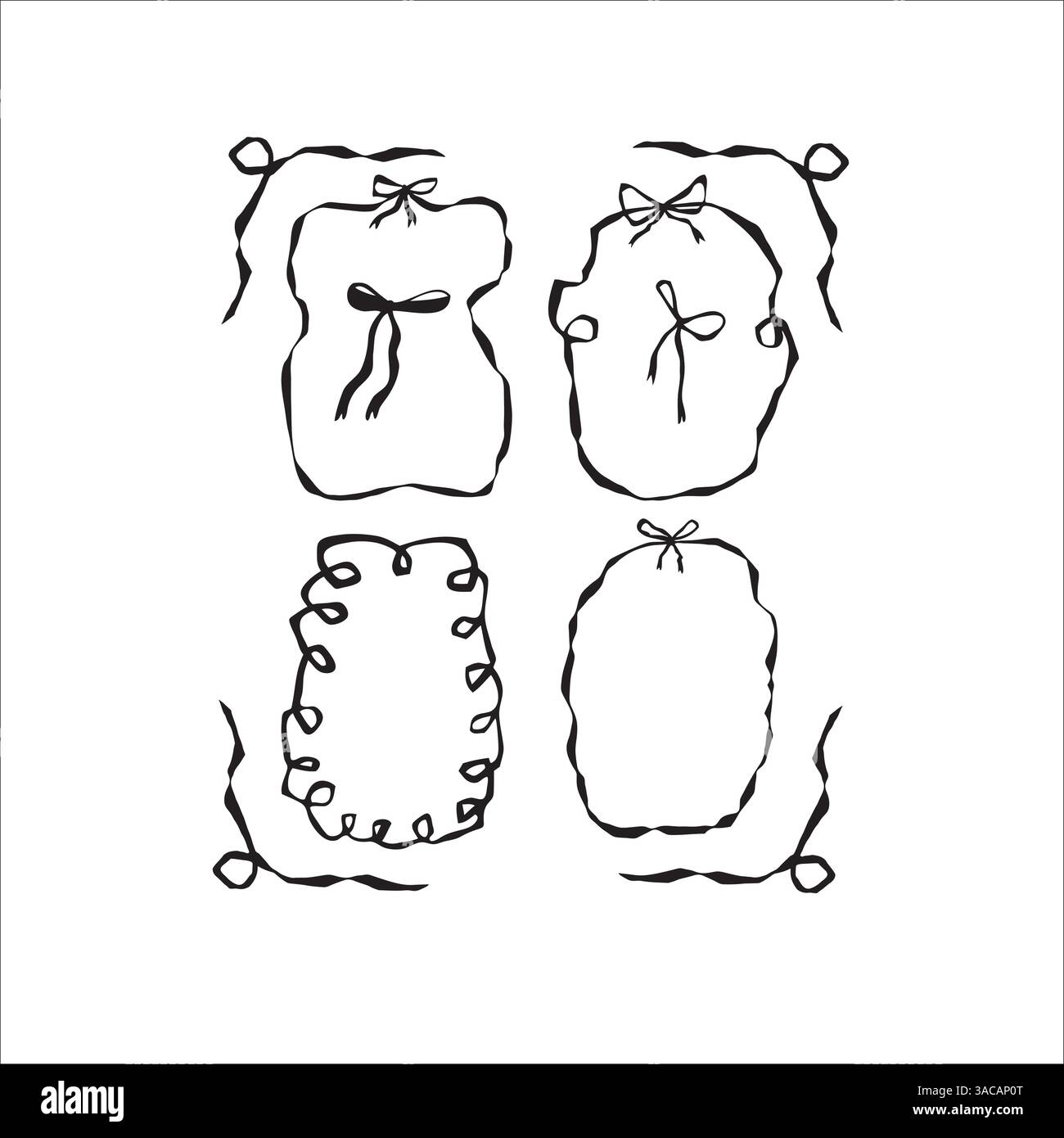 Set vettoriale di telai per scarabocchi disegnati a mano. Illustrazione Vettoriale