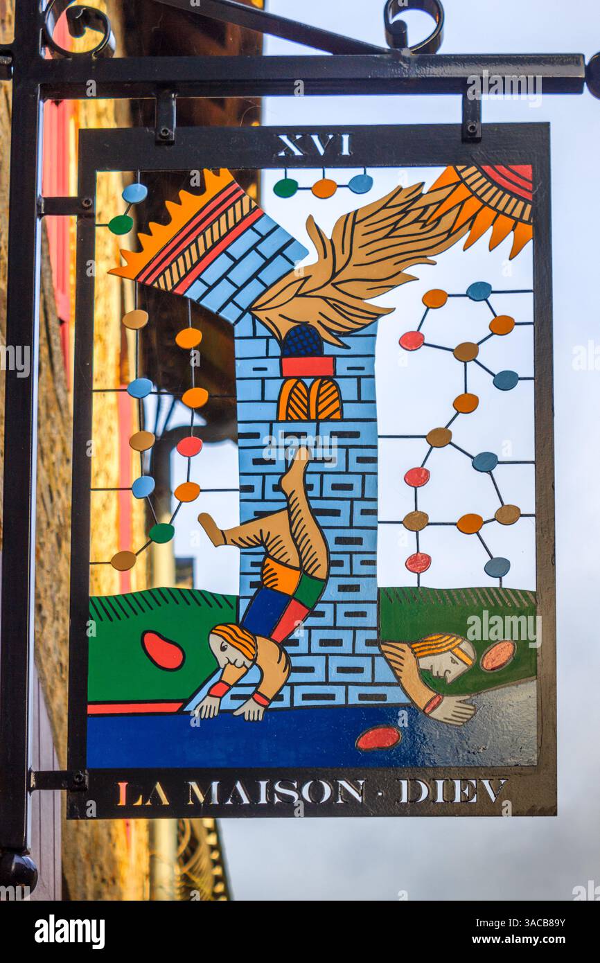 Insegna in stile medievale Foto Stock