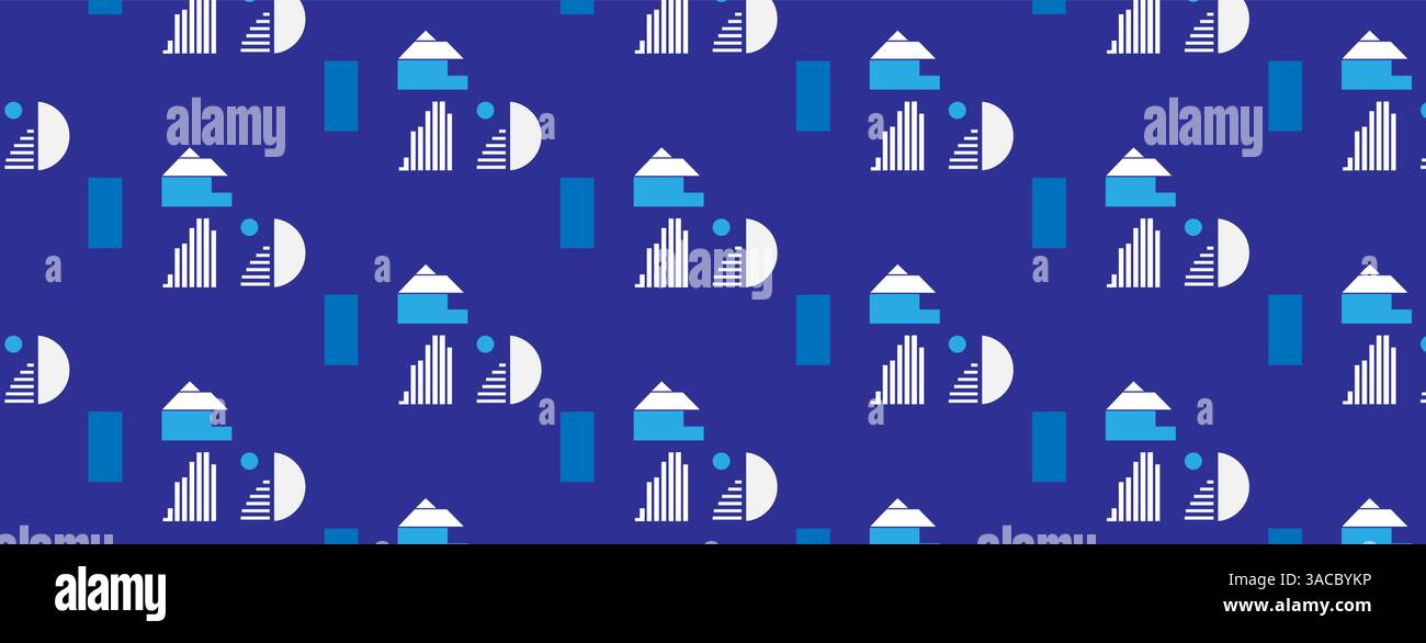 Motivo geometrico astratto senza cuciture con design moderno blu e bianco. Illustrazione Vettoriale