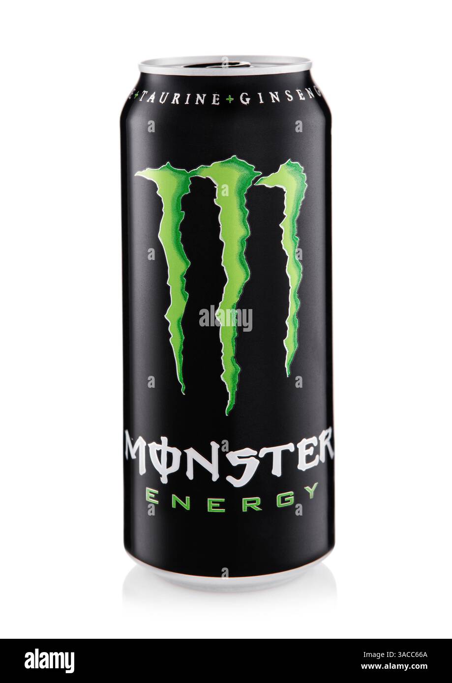 LONDRA, Regno Unito - 1 MARZO 2025: Bevanda analcolica Original Monster Energy con taurina e caffeina su bianco. Foto Stock