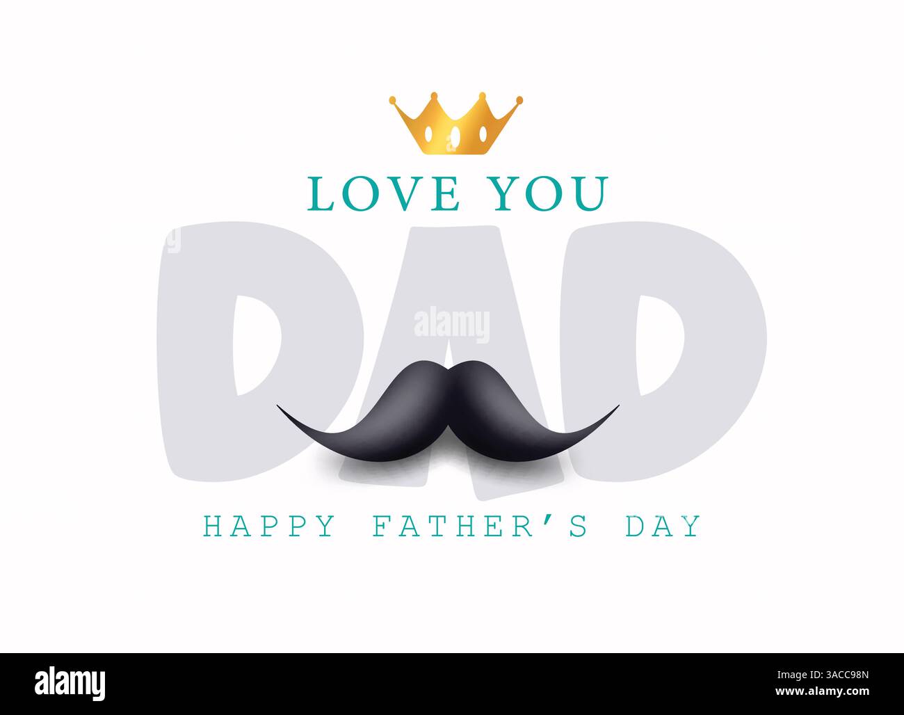 Papà giorno del papà saluta il design degli appunti. Adoro tuo padre in caratteri calligrafici con un saluto felice per il tuo papà e una clip art con i modelli di tessera dei desideri Illustrazione Vettoriale