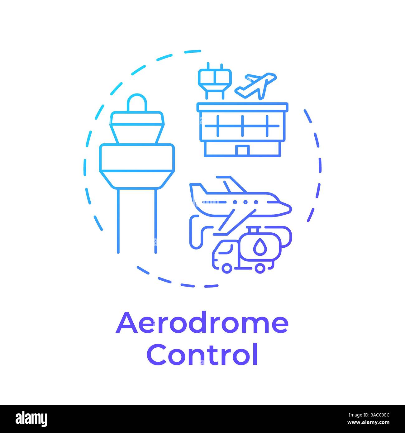 Icona del concetto di gradiente blu del controllo aeroportuale Illustrazione Vettoriale
