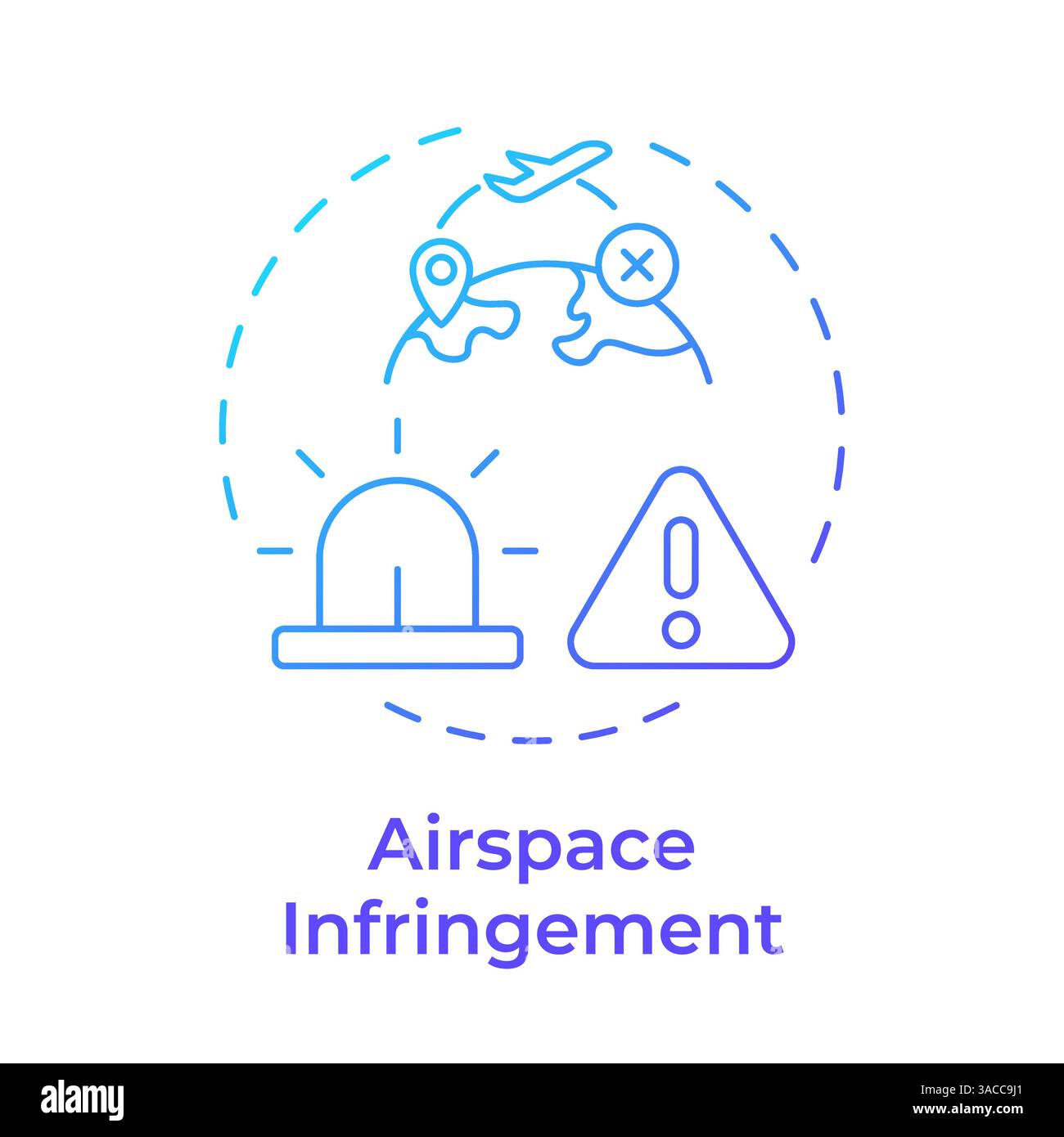 Icona del concetto di gradiente blu di violazione dello spazio aereo Illustrazione Vettoriale