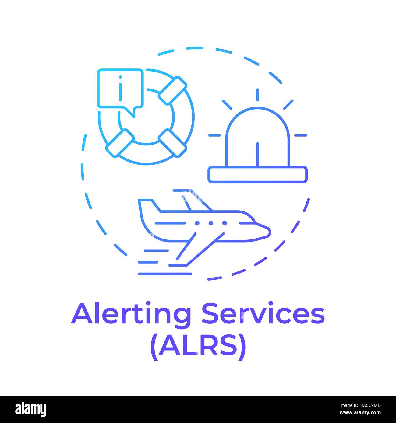 Icona del concetto di gradiente blu dei servizi di avviso Illustrazione Vettoriale