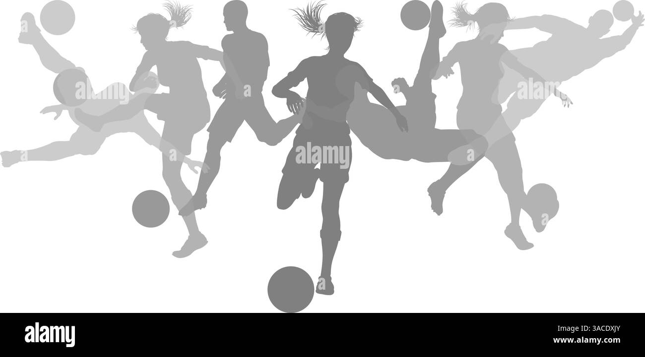 Silhouette per calciatori Illustrazione Vettoriale