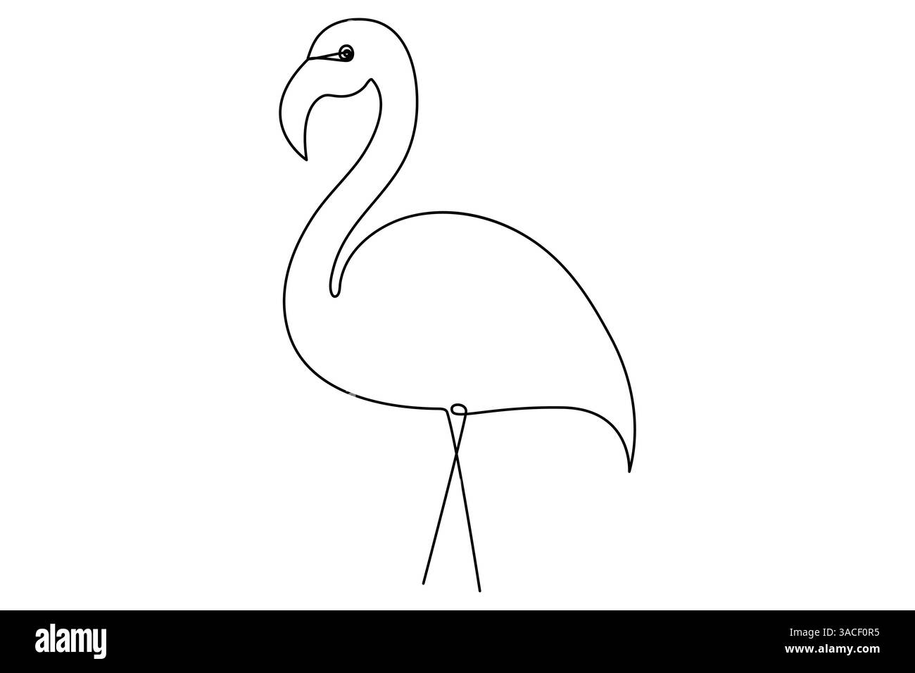 Disegno continuo su una linea del concetto dell'uccello flamingo illustrazione vettoriale del contorno modificabile Illustrazione Vettoriale