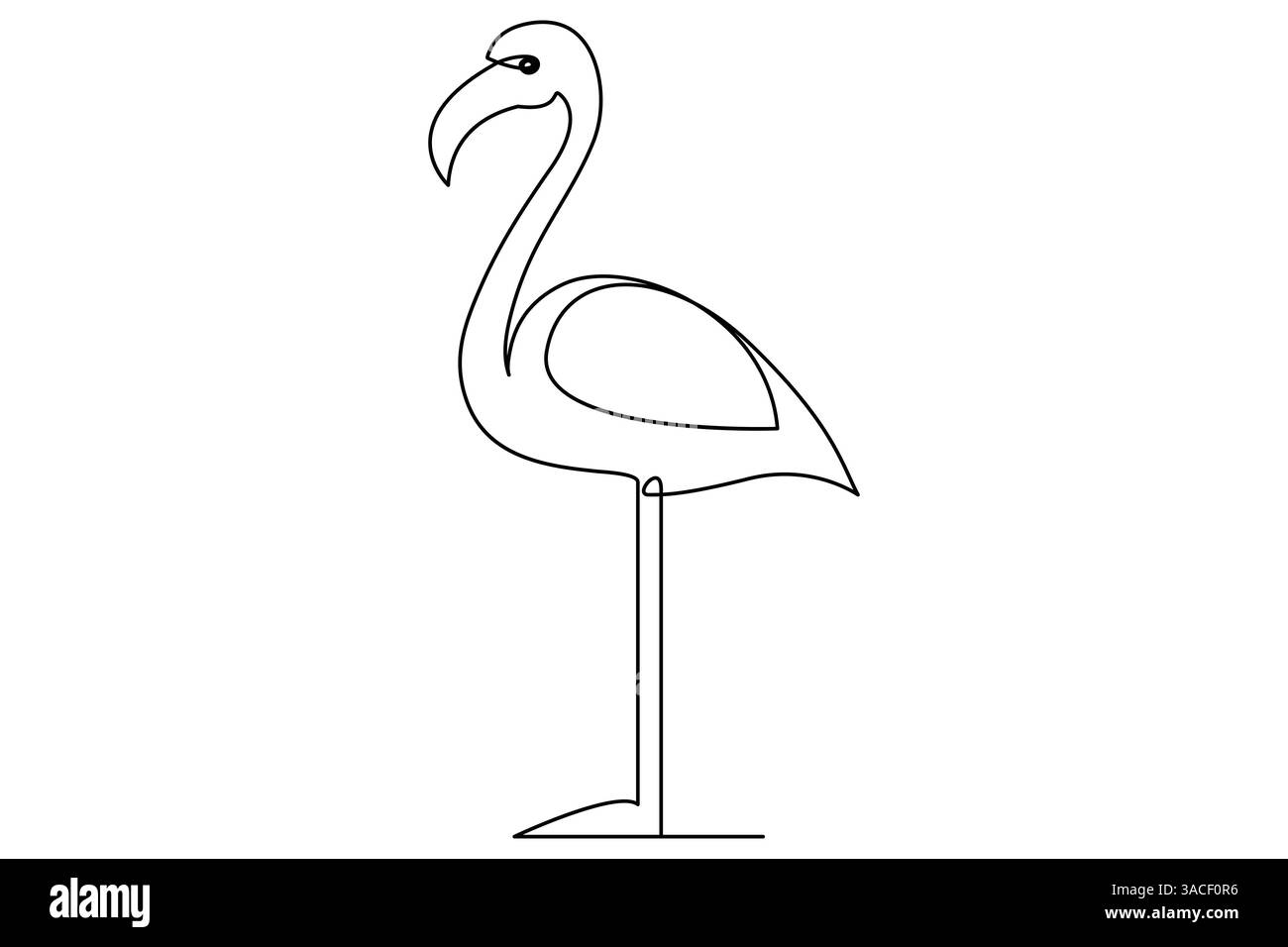 Disegno continuo su una linea del concetto dell'uccello flamingo illustrazione vettoriale del contorno modificabile Illustrazione Vettoriale