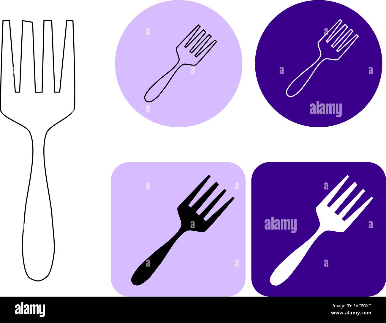Ispirazione per il design del logo fork. Logo della linea piatta vettoriale poster di esempio, invito alla festa, banner delle festività, cartolina. Mangiate verde Illustrazione Vettoriale