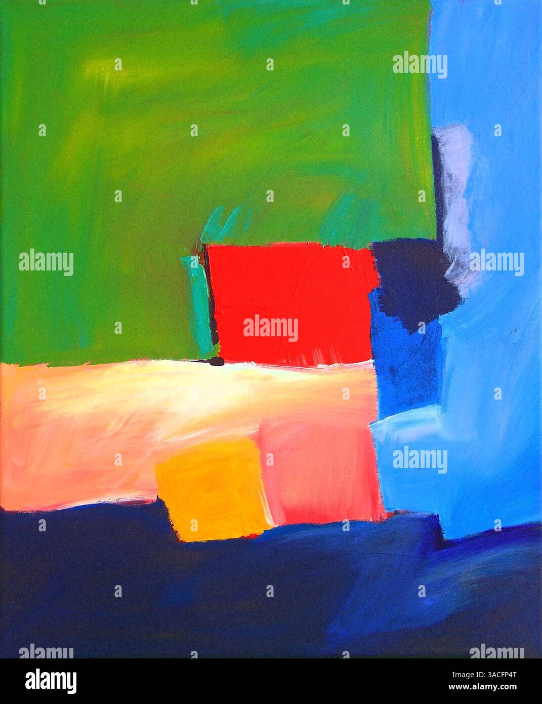 Arte astratta moderna - Illustrazione vettoriale da originale pittura contemporanea Piazza composizione colorata Foto Stock
