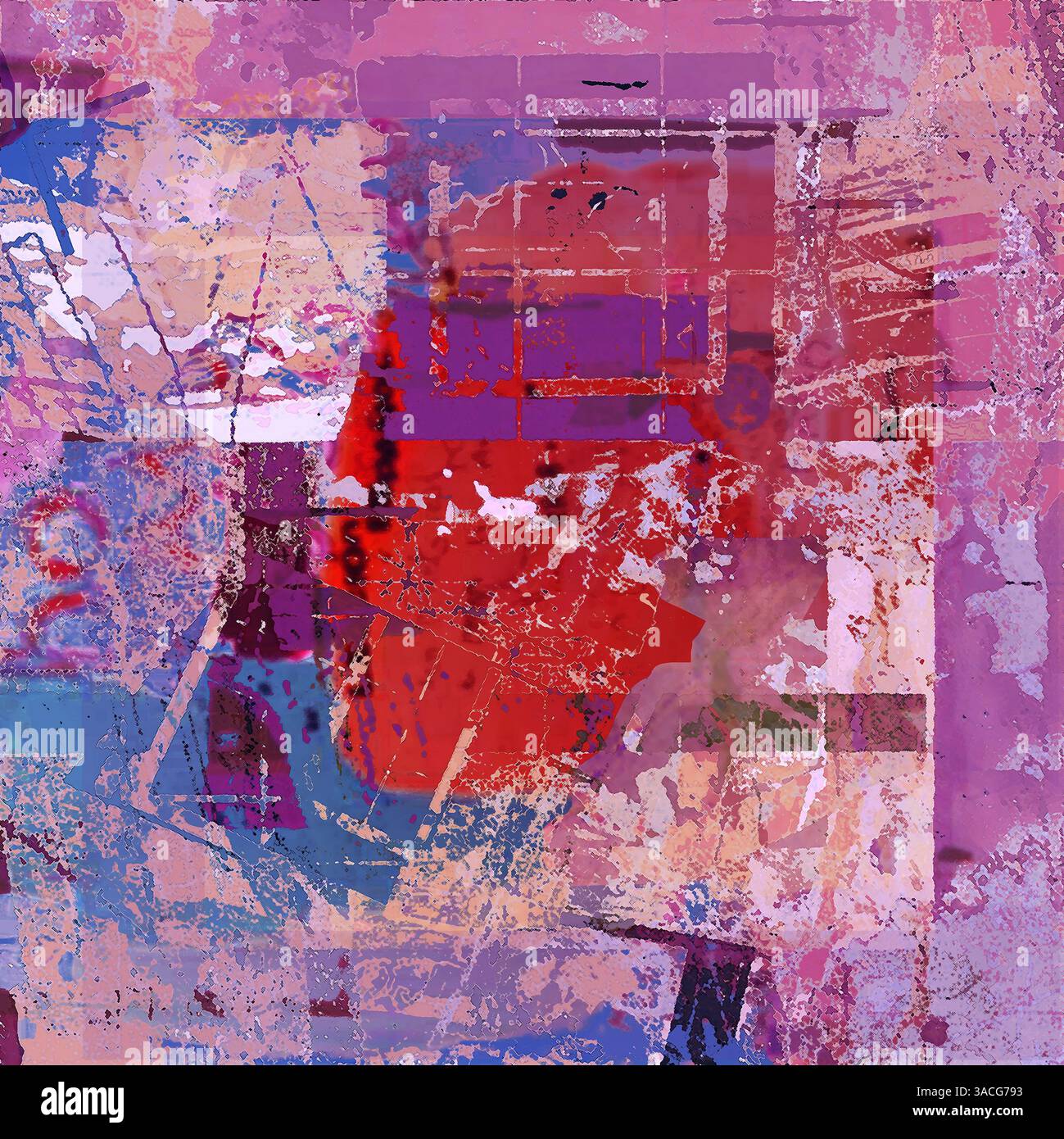 Illustrazione digitale mappa astratta, rete di diversi colori, grafica linee moderne Foto Stock