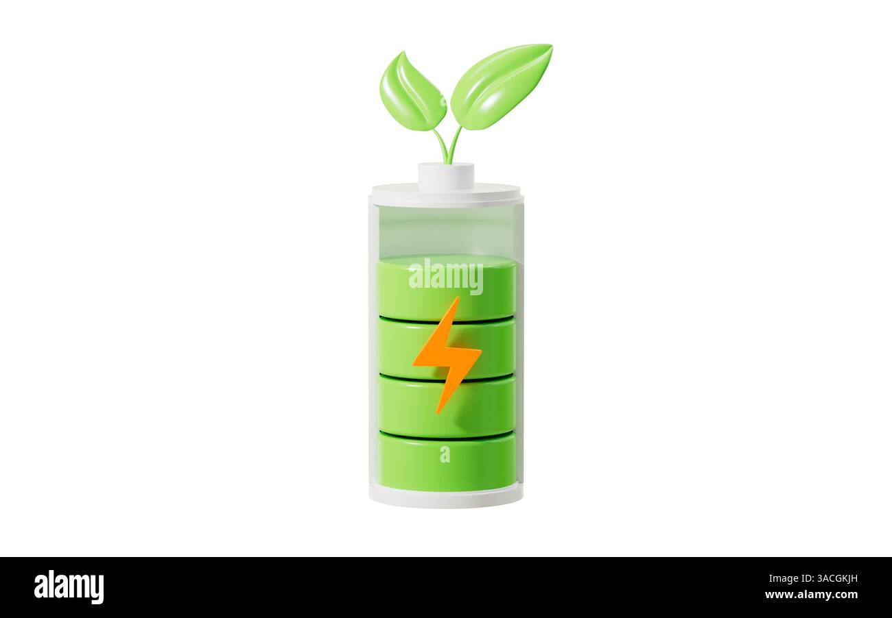 Spina elettrica Cartoon 3d eco, concetto di protezione dell'ambiente, rendering 3D. illustrazione 3d. Foto Stock