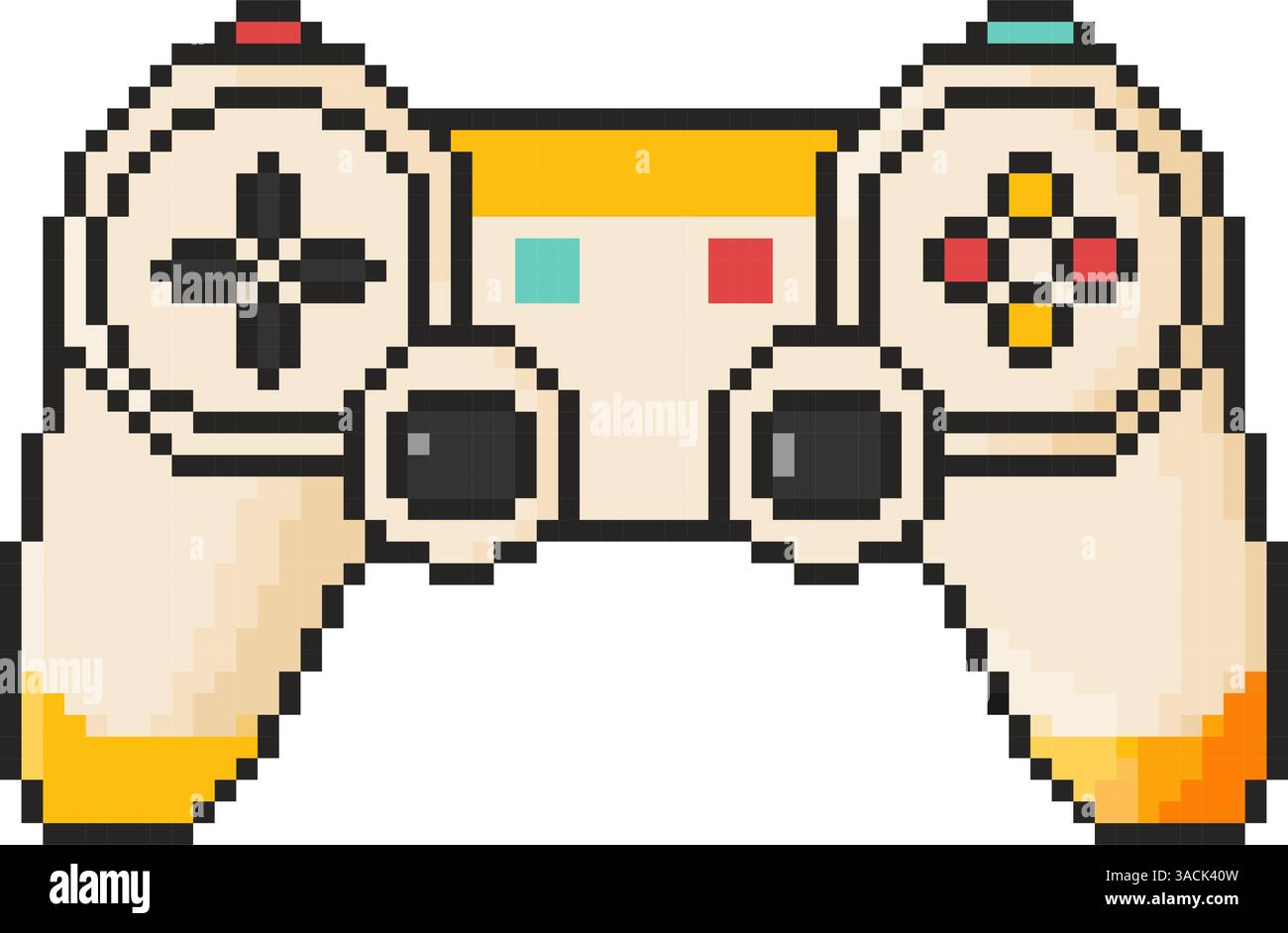 icona gamepad a 8 bit. Oggetto pixel art. Stile grafico del computer della vecchia scuola. Illustrazione Vettoriale