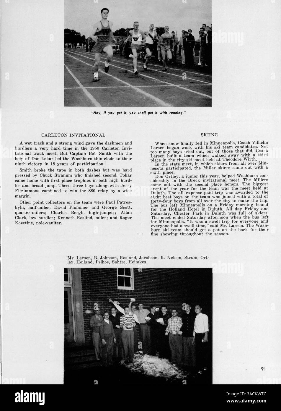 Il Wahian Yearbook del 1950 della Washburn High School ospita studenti, docenti, atletica leggera e vari club scolastici dell'anno scolastico 1949-1950. Foto Stock
