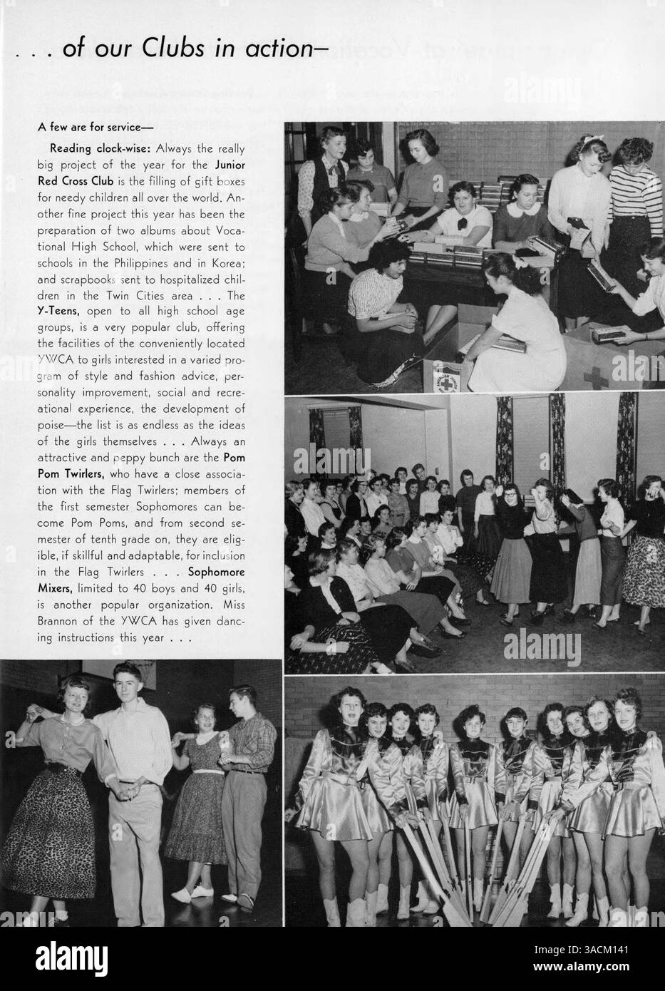 Questo annuario mette in evidenza gli eventi e i risultati chiave di studenti, insegnanti, atletica e club dell'anno scolastico 1955-1956, con una particolare enfasi sugli studenti afroamericani e sui loro contributi culturali all'ambiente scolastico. Foto Stock